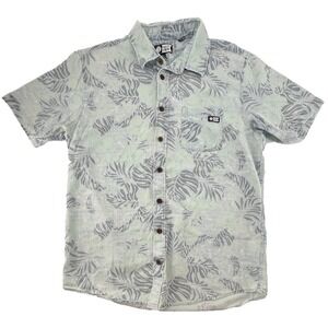 Salty Crew Shirt Mens Medium Green Tropical Palm Print Button Up Short Sleeve